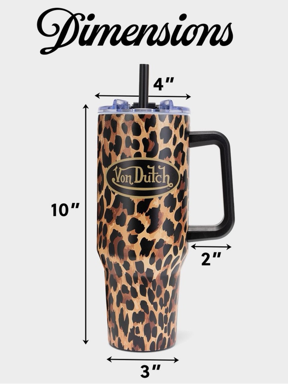 VON DUTCH 40oz Leopard Double Walled Insulated Stainless Steel Tumbler - Picture 5 of 6